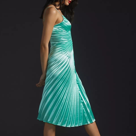 NWT Anthropologie Delfi Collective V-Neck Pleated Midi Dress - Picture 3 of 4